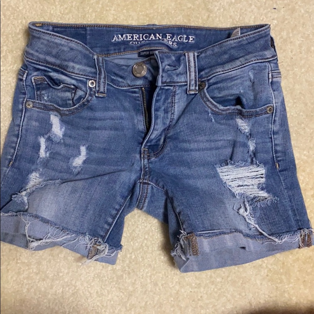 American Eagle Distressed Midi Shorts